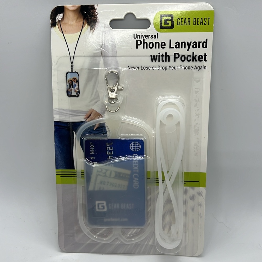 Translucent Clear Universal Phone Lanyard with Pocket NEW NWT